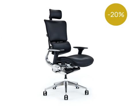 Kožené ergonomické kancelářské křeslo ERGO 900 černé